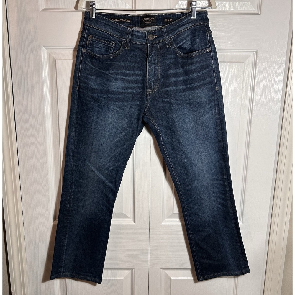 Outpost Makers Men's Straight Leg Classic Dark Wash Denim Jeans 32/30